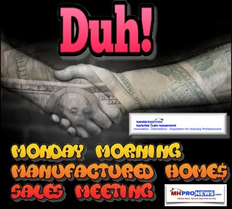 $100HundredDollarBillOnTwoArmsMondayMorningSalesMeetingManufacturedHousingMarketingSalesManagementMHProNews579