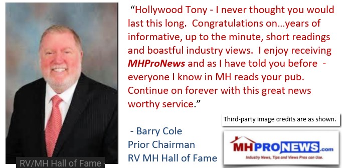 BarryColeMHInsuranceRVMHHallofFameCongratsManufacturedHomeIndustryMHProNews