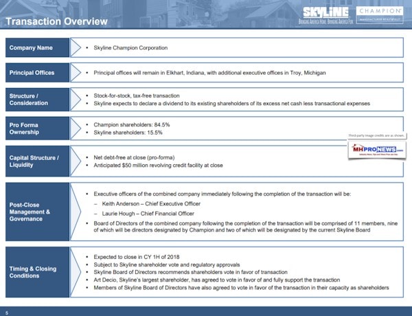 TransactionOverviewBusinessCombinationSkylineChampionConferenceCallPowerPointDailyBusinessNewsMHProNews1.25.2018p4