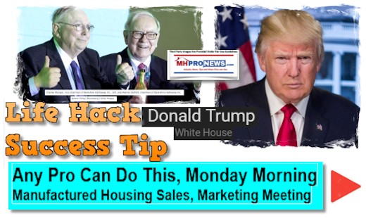 CharlieMungerWarrenBuffettDonaldTrumpLifeHackSuccessTipManufacturedHousingINdustryMondayMorningsalesMeetingDailyBusinessNewsMHProNews520x310