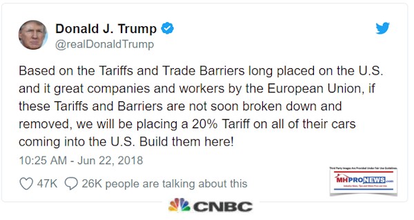 DonaldTrumpTweetCNBCTariffsTradeBarriers20%BuildCarsHere