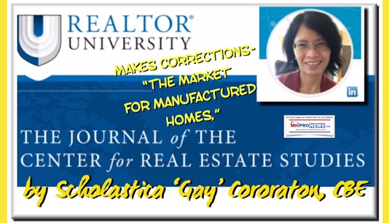 RealtorUnivMakesCorrectionsJournalREStudiesTheMarketForManufacturedHomesScholasticaGayGororatonCBEDailyBusinessNewsManufacturedHomeIndustryProNews