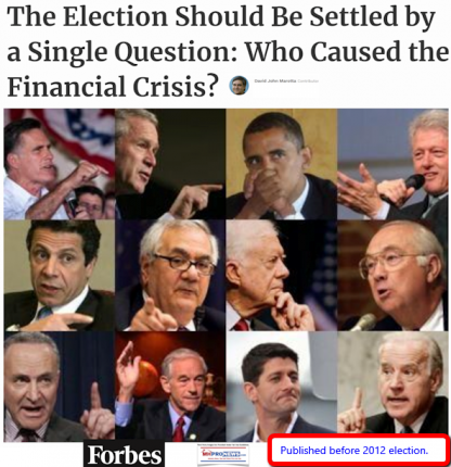 ForbesElectionSettleSingleQuestionWhoCausedFinancialCrisisDailyBusinessNewsMHprOnews