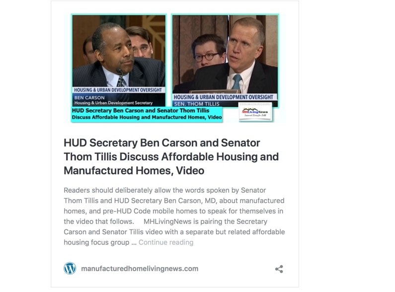 Hud secretary ben carson and senator thom tillis discuss affordable housing and manufactured homes video