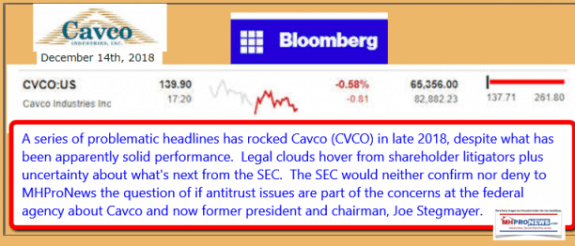 ClosingDec142018CavcoIndustriesLogo1YearStockTrendDailyBusinessNewsMHProNews