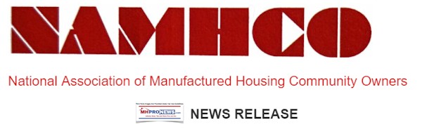 NAMHCO-NationalAssociationManufacturedHousingCommunityOwnersPressReleaseDailyBusinessNewsMHProNews