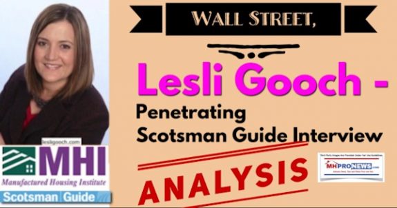 WallStreetLesliGoochPhotoManufacturedHousingInstituteLogoPenetratingScotsmanGuideInterviewAanalysisDailyBusinessNewsMHProNews