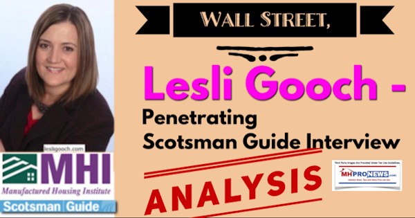 WallStreetLesliGoochPhotoManufacturedHousingInstituteLogoPenetratingScotsmanGuideInterviewAanalysisDailyBusinessNewsMHProNews