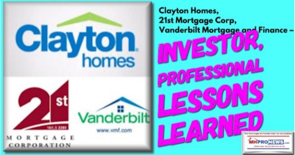 ClaytonHomesLogo21stMortgageLogoVanderbiltMortgageLogoInvestorProfessionalManufacturedHomeLessonsLearnedMHProNews