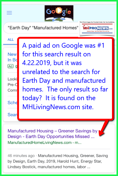EarthDayManufacturedHomeSearch4.22.2019DailyBusinessNewsMHProNews