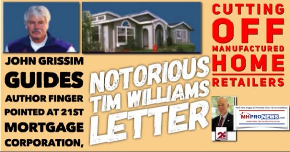 JohnGrissimGrissimGuidesPhotoManufacturedHome21stMortgageTimWilliamsLetterCuttingOffManufacturedHousingLendersMHProNews