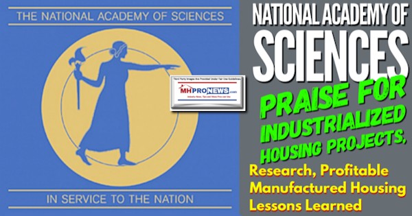 NationalAcademySciencesLogoPraiseIndustrializedHousingProjectsResearchProfitableManufacturedHousingLessonsLearnedMHProNewsLogo