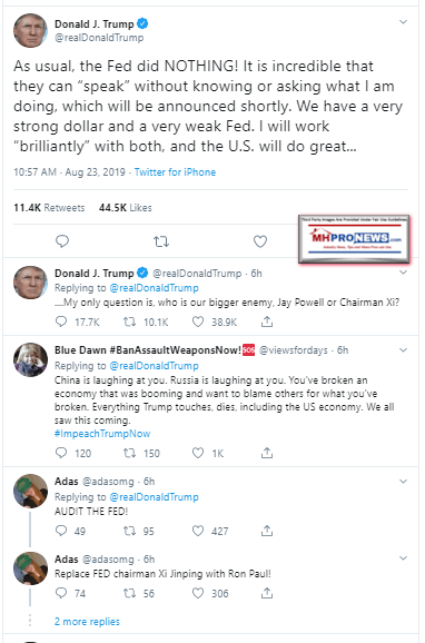 AsUsualTheFedDidNOthingDonaldJTrumpTweet8.23.2019ManufacturedHOmeProNews