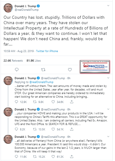 DonaldJTrumpTweetsChinaLostTrillionsOverYearsStupidly8.23.2019CompaniesOrderedManufacturedHOusingProNews