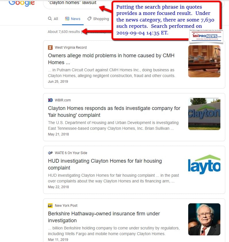 ClaytonHomesLawsuitGoogleSearchManufacturedHomeProNews