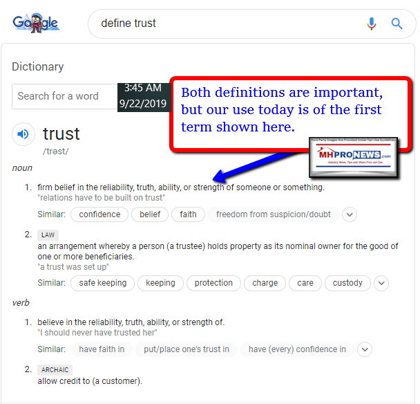DefineTrustGoogleDefintionTrustManufacturedHomeProNewsMHPronews
