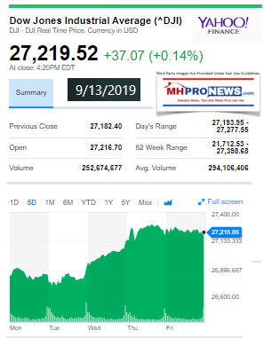 DowJones9132019YahooManufacturedHomeProNewsStockUpdates