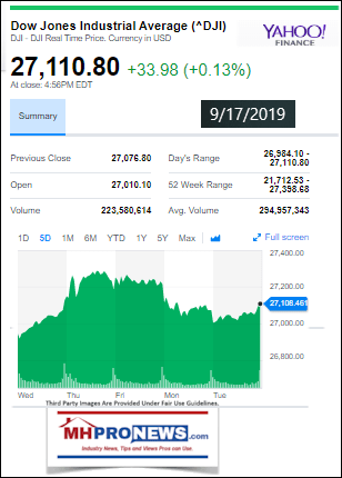 DowJones9172019YahooManufacturedHomeProNewsStockUpdates