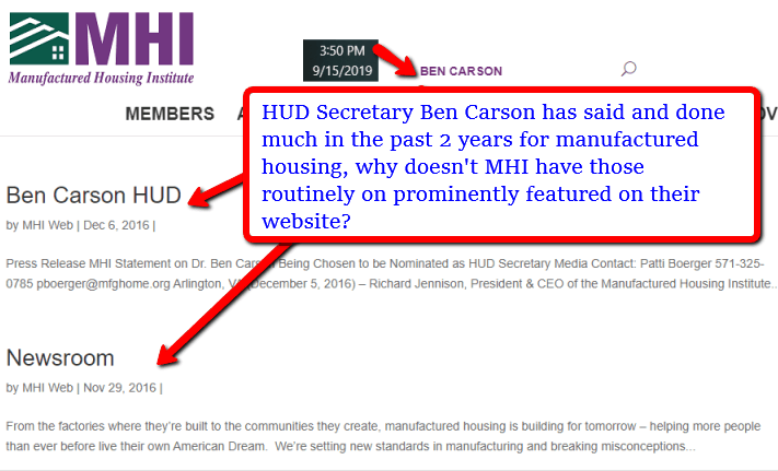 HUDSecretaryBenCarsonManufacturedHousingInstituteLogoMHIlogoManufacturedHomeProNews