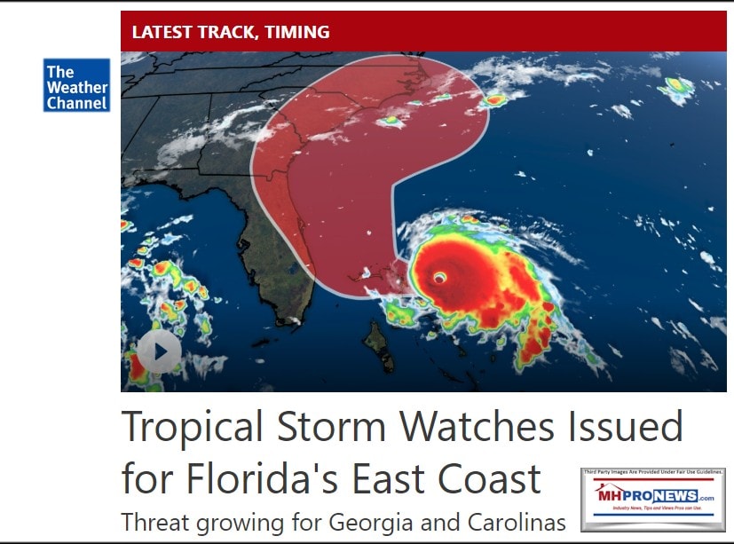 HurricaneDorianSundayLastestTrackFloridaGACarolinasManufacturedHomeProNews