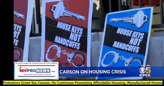 ProtestorsHouseKeysNotHandcuffsHUDSecretaryCarsonAffordableHousingManufacturedHomePromotionMHProNews