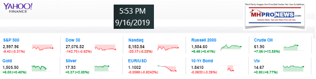 YahooFinanceManufacturedHousingIndustryConnectedStocks9162019dailyBusinessNewsMHProNews