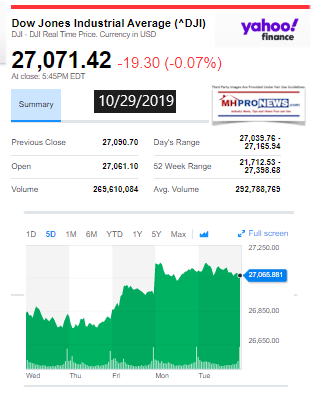 DowJones10292019ManufacturedHomeStockUpdates