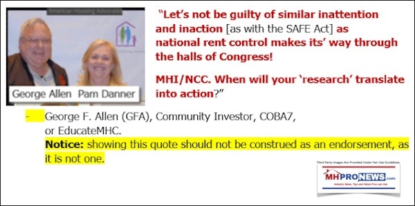 GeorgeFAllenQuoteSlamingMHI-NCC-NationalRentControlMHProNews