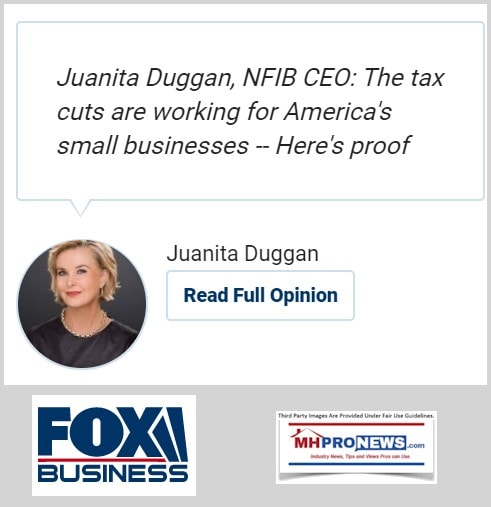 JuanitaDugganNFIBCEOAmericasTaxCutsQuotesManufacturedHousingMHProNews