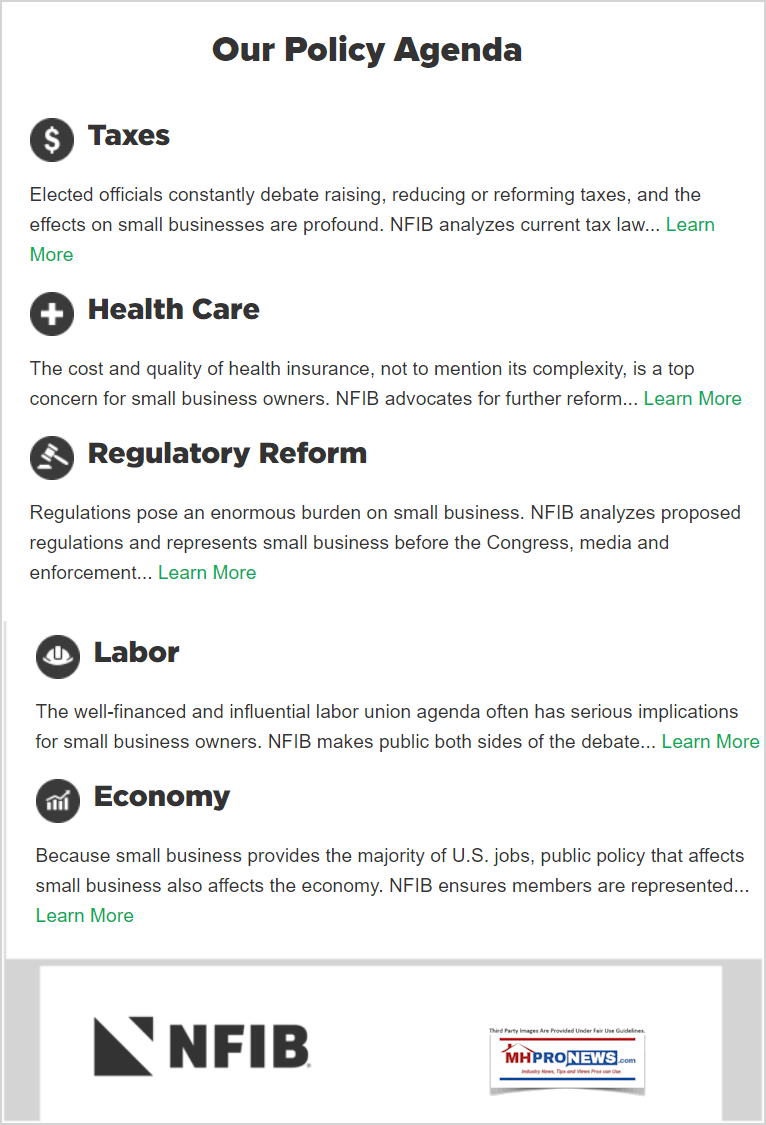 NFIBPolicyAgendaManufacturedHousingIndustryMHProNews