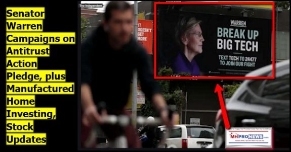 SenatorWarrenCampaignsAntitrustActionPledgePlusManufacturedHomeInvestingStockUpdatesWarrenantitrustBillboard