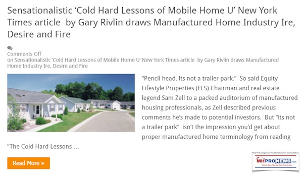 SensationalisticColdHardLessonsofMobileHomeUNewYorkTimesGaryRivlinManufacturedHomeLivingNewsReviewMHProNews