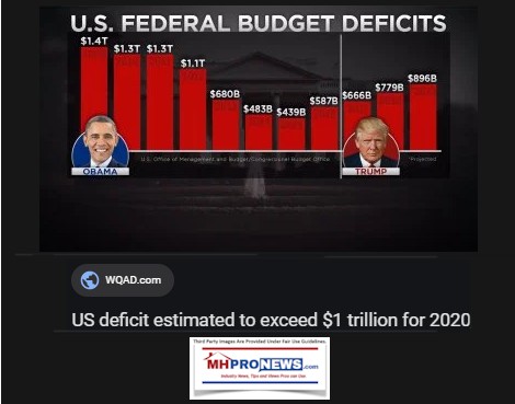 USFederalBudgetHistoryDebtsDeficitsInfographicPOTUSObamaAdminVs.PresidentTrumpAdminManufacturedHomeProNews