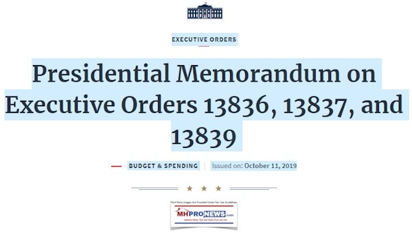 WhiteHousePresidentialMemorandumOnExecutiveOrdersManufacturedHomeProNews