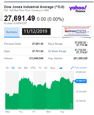 DowJones1112019ManufacturedHomeStockUpdates