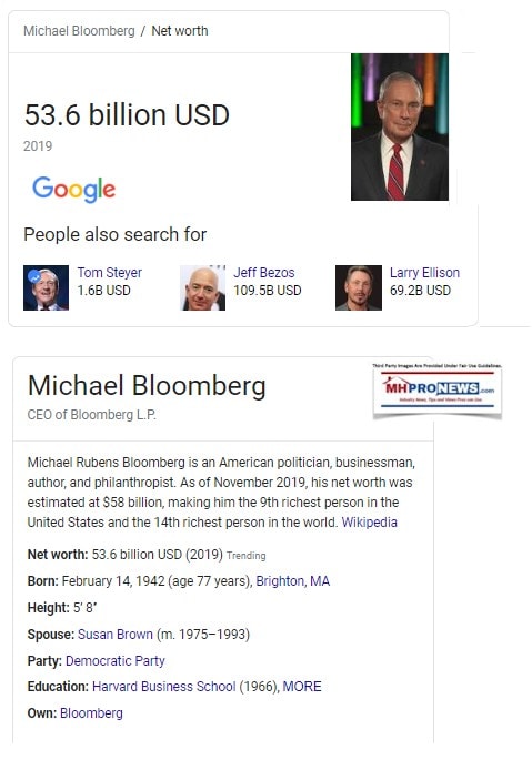 MichaelBloombergProfileNetWorthWikiManufacturedHomeProNews