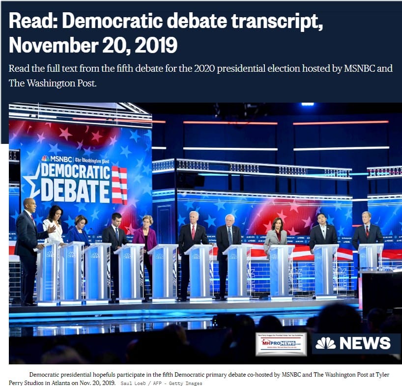 ReadDemocraticDebateTranscriptNBCNewsManufacturedHomeProNews