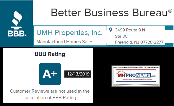 BetterBusinessBureauBBBratingUMHPropertiesManufacturedHomeProNews