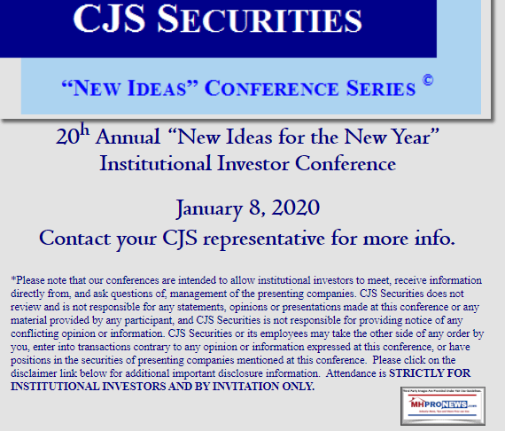 CJSSecuritiesNewIdeasConferenceSeries20thAnnualJan82020ManufacturedHomeProNews