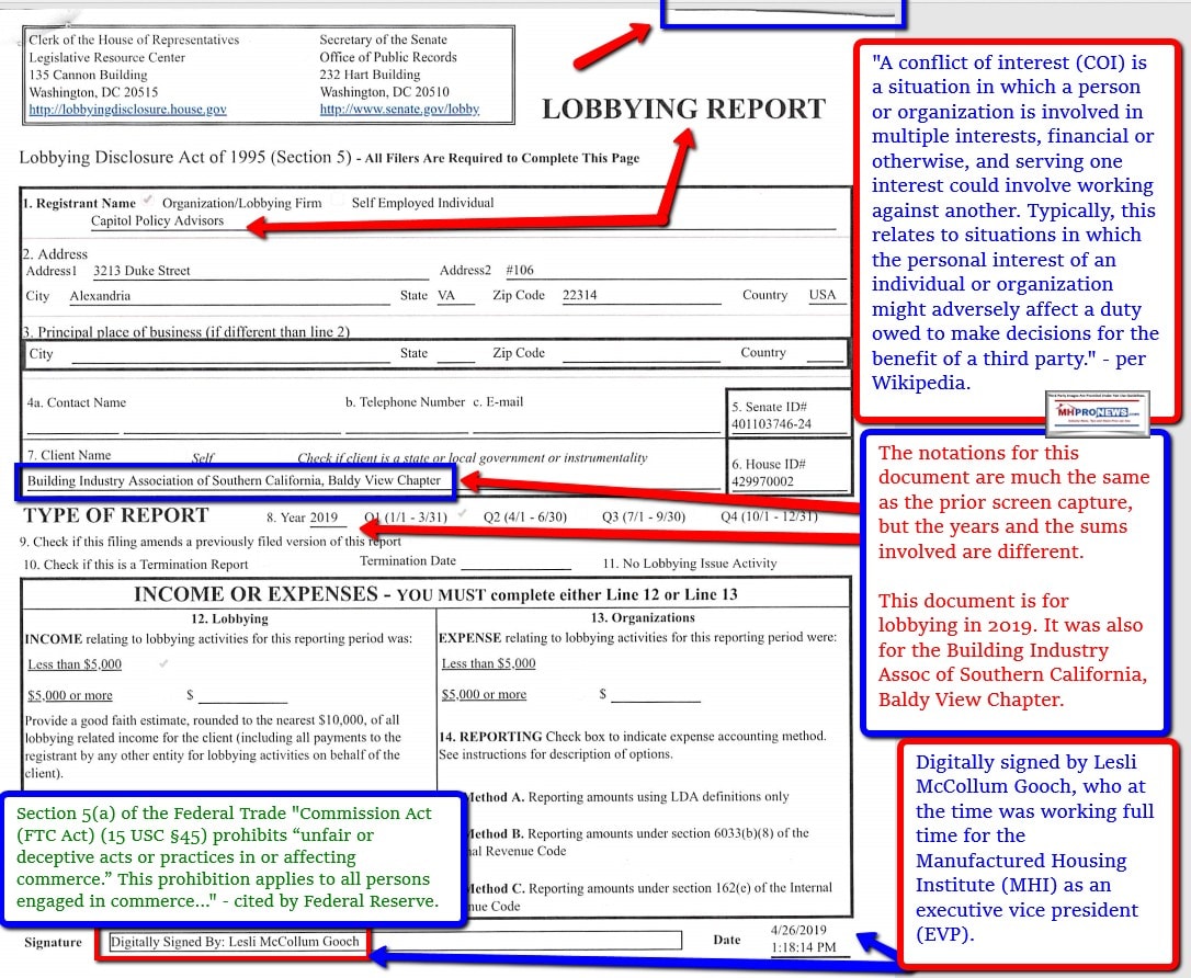 DeceptiveTradePracticesConflictofInterestLesliGoochManufacturedHousingInstituteEVP-NowMHICEOManufacturedHomeProNews