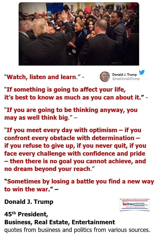 DonadJTrumpQuotesWatchListenLearnPaysToKnowAsMuchAsYouCanAboutSomethingAffectingYourLifeThinkBigNeverQuitOptimismLoseBattleWinWarMHProNews