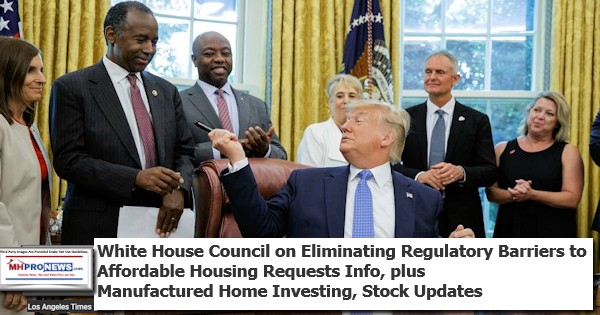 WhiteHouseCouncilEliminatingRegulatoryBarriersAffordableHousingRequestsInfoManufacturedHomeInvestingStockUpdates