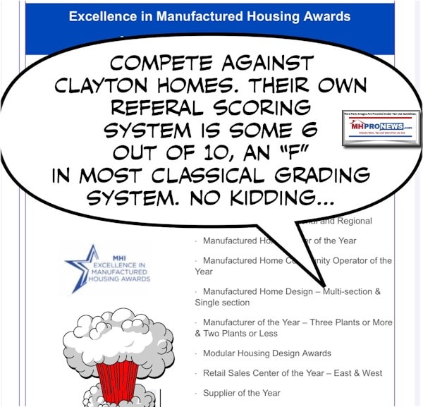 CompeteAgainstClaytonHomesExcellenceInManufacturedHousingReferalScoringSystemis6of10AnFMostManufacturedHousingInstituteAwardsMHProNewsSatireCartoon