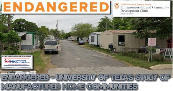 EndangeredUniversityTexasLawSchoolLogoStudyMobileHomeParksSanAntonioManufacturedHomeCommunityClosuresMHProNews