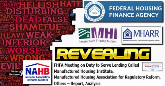 FederalHousingFinanceAgencyLogoManufacturedHousingInstituteLogoMHARRlogoRevealingFHFAMeetingDutyToServeLendingMHIMHARROtherNonProfitsCalledMHProNews