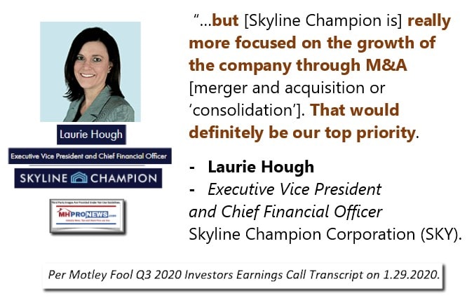 LaurieHoughEVP+CFOphotoSkylineChampionCorpSKYlogoQuoteSkylineChampionFocusedOnM+AConsolidationTopPriorityManufacturedHomeProNews