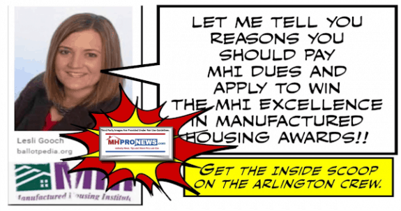 LesliGoochCEOphotoManufacturedHousingInstituteLogoLetMeTellYouReasonsYouShouldPayMHIDuesApplyWinMHIExcellenceinManufacturedHousingAwardsManufacturedHomeProNewsSatireCartoon