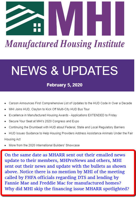 MHInewsUpdatesFeb52020HeadlineTopicsFactCheckNoFHFAMeetingMHARRSpotlightedManufacturedHomeProNews