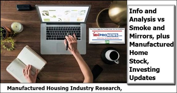 ManufacturedHousingIndustryResearchInfoAnalysisVsSmokeMirrorsManufacturedHomeStockInvestingUpdatesMHProNews