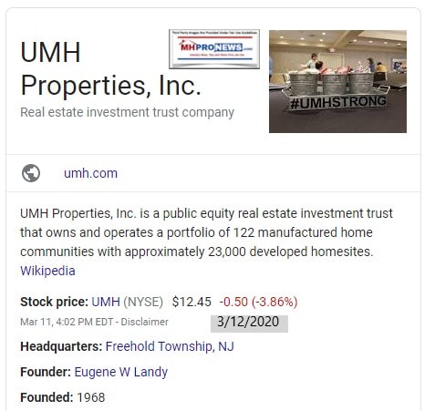 UMHProperitiesWikiManufacturedHomeCommunityAKAmobilehomeparkInvestingStockMHProNews